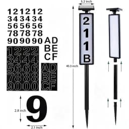Solar Powered LED Illuminated House Address Sign,Waterproof Yard Stake Address Number Plaque,Long‑Distance Night Visibility Marker for Driveway,Guest & Delivery Navigation,Outdoor Lawn Property Marker Sign