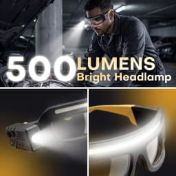 Fast Charging LED Headlamp with Built-in Glasses Light Function, Built-in Smart Motion Sensor & Portable Induction Button Switch, Cool Styling, Separately Adjustable Multi Brightness Levels, Outdoor Gear for Night Running, Cycling, Fishing & Manual Repair