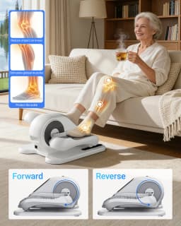 Under Desk Electric Elliptical Machine, 12 Speed Seated Pedal Exerciser with Remote Control, Forward Reverse Mini Leg Exerciser for Home Office Use
