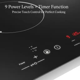 3000W 4 Burner Electric Cooktop Ceramic Hob 110V, 9 Heating Levels Sensor Touch Control, Built-in Countertop Radiant Stove with Child Safety Lock & Timer for Kitchen(No Plug), Black
