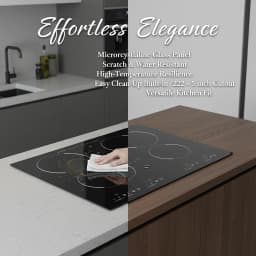 3000W 4 Burner Electric Cooktop Ceramic Hob 110V, 9 Heating Levels Sensor Touch Control, Built-in Countertop Radiant Stove with Child Safety Lock & Timer for Kitchen(No Plug), Black