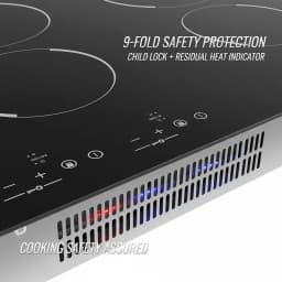 3000W 4 Burner Electric Cooktop Ceramic Hob 110V, 9 Heating Levels Sensor Touch Control, Built-in Countertop Radiant Stove with Child Safety Lock & Timer for Kitchen(No Plug), Black