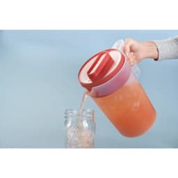 1 Gallon Plastic Pitcher for Beverages Clear and Red Pitcher Simply Pour Practical Family Drink Serving Container