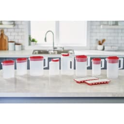 1 Gallon Plastic Pitcher for Beverages Clear and Red Pitcher Simply Pour Practical Family Drink Serving Container