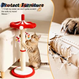 39“ Tall Carousel Cat Scratching Post with Hanging Toys Cat Tree Tower with Rotating Top 17.7" Stable Base Interactive Toys For Indoor Kittens and Adult Cats Climbing