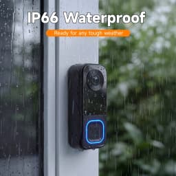 Video Doorbell HD Camera Night Vision No Monthly Fee Local Storage Up to 128GB Micro SD Card Two Way Talk IP66 Waterproof 300K Pixel Full Body View Local Screen Playback Desktop Stand Wall Bracket Day Night Protection for Home Security