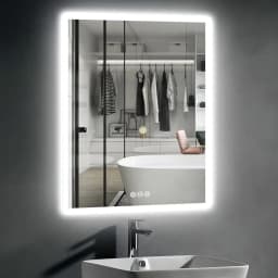 LED Bathroom Mirror 400x500mm Wall Mounted Mirror Anti-Fog Dimmable Vanity Mirror 3 Colors with Light Memory - CRI95