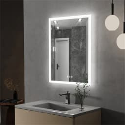LED Bathroom Mirror 400x500mm Wall Mounted Mirror Anti-Fog Dimmable Vanity Mirror 3 Colors with Light Memory - CRI95