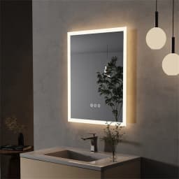 LED Bathroom Mirror 400x500mm Wall Mounted Mirror Anti-Fog Dimmable Vanity Mirror 3 Colors with Light Memory - CRI95