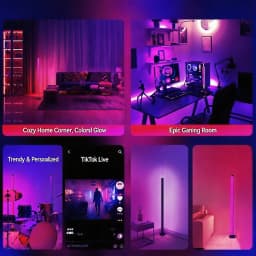 RGB LED Corner Lamp with App & Remote, 16 Million Colors & 70+ Dynamic Scenes, Music Reactive & Schedule Setting, Ideal for Home, Bedroom, Game Room.