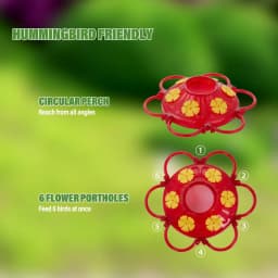 Plastic Hummingbird Feeders 20 oz Set of 2 for Outdoors with Built in Ant Guard Bee Proof 6 Feeding Ports Wide Mouth Easy Filling 2 Part Base Easy Cleaning