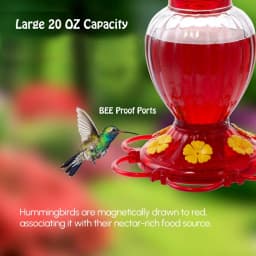 Plastic Hummingbird Feeders 20 oz Set of 2 for Outdoors with Built in Ant Guard Bee Proof 6 Feeding Ports Wide Mouth Easy Filling 2 Part Base Easy Cleaning
