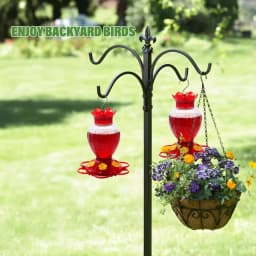 Plastic Hummingbird Feeders 20 oz Set of 2 for Outdoors with Built in Ant Guard Bee Proof 6 Feeding Ports Wide Mouth Easy Filling 2 Part Base Easy Cleaning