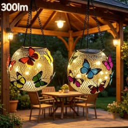 2pc Solar Butterfly Mesh Light - Outdoor, Upgraded Warm Color Solar Light, Outdoor Solar Hanging Light, Garden/Yard Decoration, Doorway Christmas Decoration Light