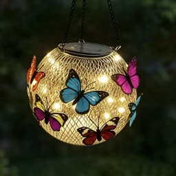2pc Solar Butterfly Mesh Light - Outdoor, Upgraded Warm Color Solar Light, Outdoor Solar Hanging Light, Garden/Yard Decoration, Doorway Christmas Decoration Light