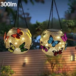 2pc Solar Butterfly Mesh Light - Outdoor, Upgraded Warm Color Solar Light, Outdoor Solar Hanging Light, Garden/Yard Decoration, Doorway Christmas Decoration Light