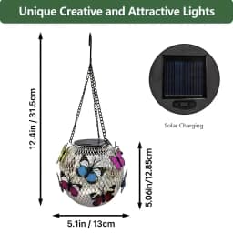 2pc Solar Butterfly Mesh Light - Outdoor, Upgraded Warm Color Solar Light, Outdoor Solar Hanging Light, Garden/Yard Decoration, Doorway Christmas Decoration Light