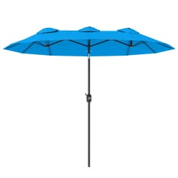 9.5' Double-Sided Patio Umbrella with 3 Air Vents, Tilt and Crank, Outdoor Umbrella, Cyan Blue
