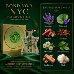 Bond No.9  Harrods 175 Eau De Parfum Spray, Luxury Green Gold Perfume Bottle, Elegant Fragrance Gift for Men Women