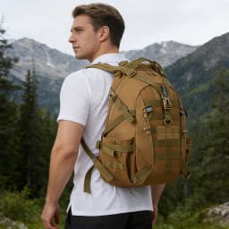 35L Tactical Hiking Backpack for Men with MOLLE System & Reflective Strip, Outdoor Mountain Climbing Rucksack with Dual Cup Holders & Compression Straps, Camping Travel Survival Gear Bag
