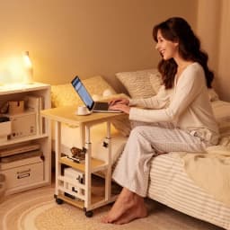 Adjustable height laptop desk, movable computer desk, double-layer storage compartment, sturdy and durable metal frame, equipped with convenient height adjustment knob, versatile style, suitable for various indoor styles, can be integrated with various ho