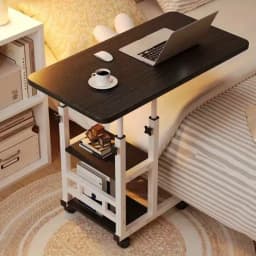 Adjustable height laptop desk, movable computer desk, double-layer storage compartment, sturdy and durable metal frame, equipped with convenient height adjustment knob, versatile style, suitable for various indoor styles, can be integrated with various ho