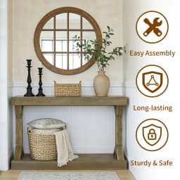 120cm Solid Wood Console Table Farmhouse Entryway Table Rectangular Couch Tables Behind Sofa Accent Tables for Hallway Entrance Foyer Living Room
