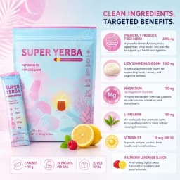 Raspberry Lemonade Supplement Mix Stick Packs with Vitamin D3 Magnesium Glycinate and Prebiotic Fiber Blend 30 Packets