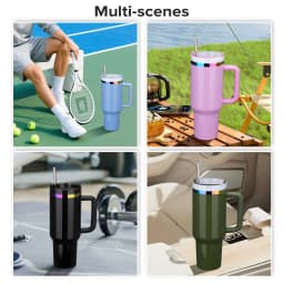 12 Pack 40 oz Rainbow Coating Stainless Steel Leak-proof Thermal Tumbler, for Laser Engraving, Hot and Cold