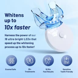 Teeth Whitening Kit with 16-LED Light – 10x Faster Whitening, Enamel-Safe Formula for 35+ Treatments, 10-Minute Fast Results for Sensitive Teeth