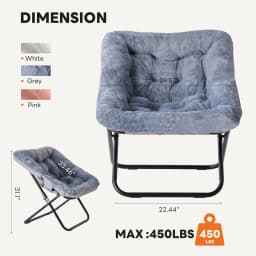 MCQ Faux Fur Ergonomic Foldable Office Chair X-shaped Metal Frame Soft Cushion Lumbar Support Heavy Capacity 450LBS For Office