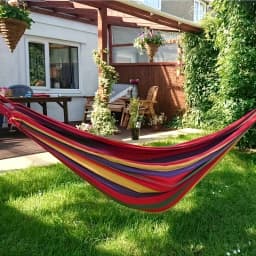 Striped Portable Camping Hammock, Garden Camping Hammock, Colorful Fabric Hammock with Handbag and Ropes, Anti-Roll Design for Comfortable Sleeping, Anti-Tip Structure with Binding Straps and Storage Bag Included