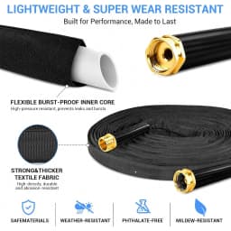 Garden Hose 25/50/75/100FT, Non-Expandable Fabric Covered Water Hose With 3/4" Fittings, Kink-Free For Outdoor Use