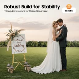 2Pack Gold Easel Stand Display Frame Holder Heavy Duty Steel Poster Rack Adjustable Tilt Chain Hooks for Wedding Photo Art Show Party Sign Advertising