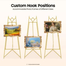 2Pack Gold Easel Stand Display Frame Holder Heavy Duty Steel Poster Rack Adjustable Tilt Chain Hooks for Wedding Photo Art Show Party Sign Advertising