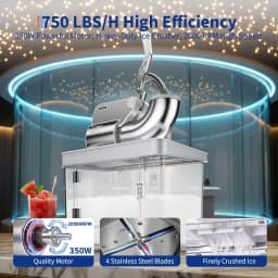 Commercial Ice Crusher 750 LBS Per Hour 350W Electric Snow Cone Machine With 4 Stainless Steel Blades 2000 RPM 8 98 Gal Hopper Shaved Ice Maker With Safety On Off Switch For Home Restaurants Bars White