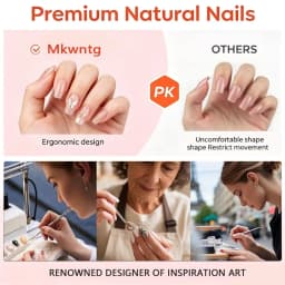 24pcs Medium Almond French Tip Press-On Nails with Gold Bow Rhinestones Design for Women DIY Manicure