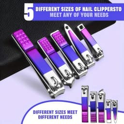 26Pcs Red Blue Gradient Nail Clipper Manicure Set Stainless Steel Nail File Cuticle Trimmer Kit Portable Storage Box Gift Manicure Pedicure Tools