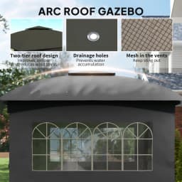 11' X 11' Outdoor Gazebo with Curtains, Church Windows Dark Gray