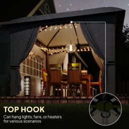 11' X 11' Outdoor Gazebo with Curtains, Church Windows Dark Gray