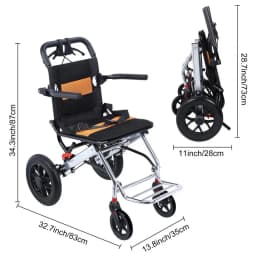 Lightweight Foldable Transport Wheelchair, 15.75-inch Seat Portable Transport Chair With Handbrake Travel Wheelchair
