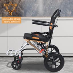 Lightweight Foldable Transport Wheelchair, 15.75-inch Seat Portable Transport Chair With Handbrake Travel Wheelchair
