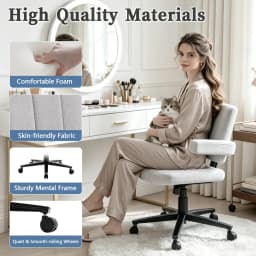 VIGOSIT Criss Cross Chair, Anti-Grip Fabric Comfort Cushion Modern Tailor Seat Chair for Office, Cute Vanity Swivel Chair with Back Modern Fabric with Wheels Swivel Task Home Gaming Chair
