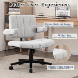 VIGOSIT Criss Cross Chair, Anti-Grip Fabric Comfort Cushion Modern Tailor Seat Chair for Office, Cute Vanity Swivel Chair with Back Modern Fabric with Wheels Swivel Task Home Gaming Chair