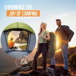 Camping Tent - 4-Person Easy Pop Up Tent with 2 Doors - UPF50+ Waterproof