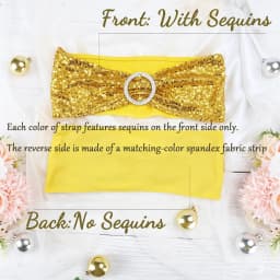 60-Pack Chair Back Straps with Sequin Elastic Spandex Bands and Decorative Bows, Single-Sided Sequins, Perfect for Romantic Weddings, Parties, and Home Chair Cover Decoration