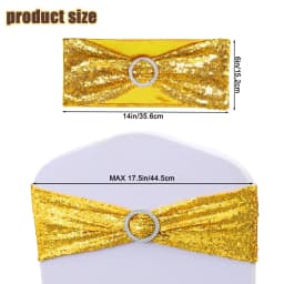 60-Pack Chair Back Straps with Sequin Elastic Spandex Bands and Decorative Bows, Single-Sided Sequins, Perfect for Romantic Weddings, Parties, and Home Chair Cover Decoration