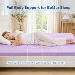 JHK 2 Inch Cooling Memory Foam Mattress Topper CertiPUR-US Certified Purple Gel Ventilated Soft Pressure Relief Mattress Pad Breathable Bed Topper for Bedroom and Sleeper Sofa