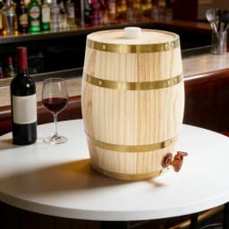 2.6Gal Pine Wood Wine Barrel – Metal Hoops – Aluminum Foil Lining – Faucet Tap – 66.14 lbs Capacity – 10.24"x12.99" – for Whiskey Bourbon Rum Brandy Home Aging Storage – Vintage Decor – Wood Color