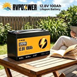RVPOZWER 12.8V 100Ah LiFePO4 Lithium Iron Phosphate Battery 1280Wh, Built-in 100A Smart BMS, 15000+ Deep Cycles Rechargeable Storage Battery for RV, Marine Boat, Trailer, Off-Grid Solar System, Camping & Travel Emergency Power